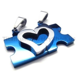 Pendentifs En Titane Pour Amoureux (Bleu) - Chaînes Gratuites