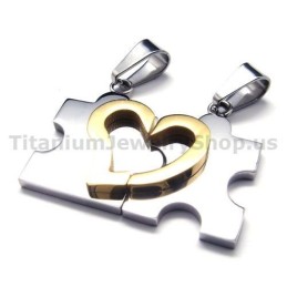 Pendentifs En Titane Pour Amoureux (Argent) - Chaînes Gratuites