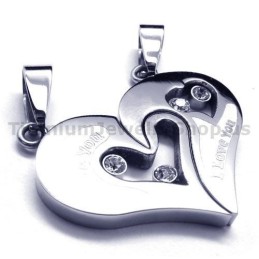 Pendentifs Amoureux En Titane Avec Chaînes Sans Diamants