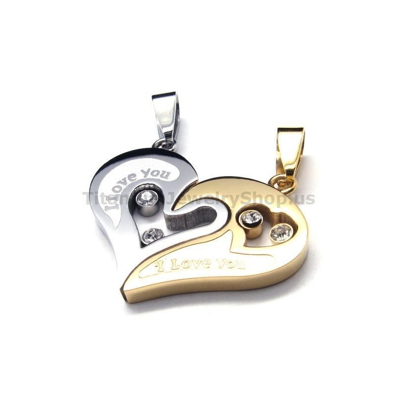 Pendentifs Amoureux En Titane Avec Chaînes Sans Diamants