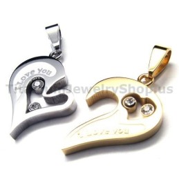 Pendentifs Amoureux En Titane Avec Chaînes Sans Diamants
