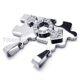 Pendentifs En Titane Jigsaw Puzzle Lovers Avec Chaînes Sans Diamants