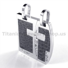 Pendentifs Love Black Titanium Lovers Avec Chaînes Sans Diamants
