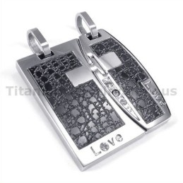 Pendentifs Love Black Titanium Lovers Avec Chaînes Sans Diamants