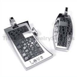 Pendentifs Love Black Titanium Lovers Avec Chaînes Sans Diamants