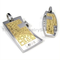 Pendentifs Love Gloden En Titane Pour Amoureux Avec Chaînes Sans Diamants