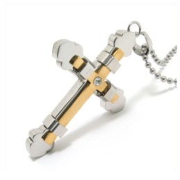 Collier Avec Pendentif Croix En Titane Pur Pour Homme (Neuf)