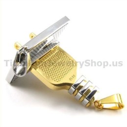 Pendentifs En Titane Doré Pour Amoureux, Avec Prise Et Fiche, Sans Chaînes