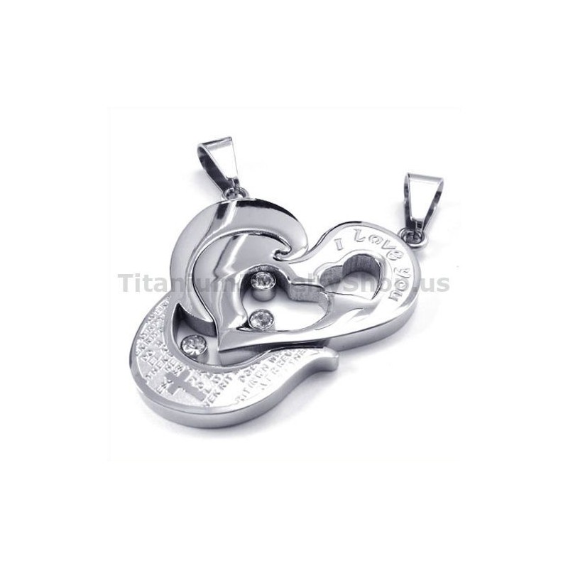 Pendentifs Amoureux En Titane Avec Cœur Et Croix Et Chaînes Sans Diamants Pendentifs Amoureux En Titane Avec Cœur Et Croix Et Chaînes Sans Diamants