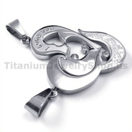 Pendentifs Amoureux En Titane Avec Cœur Et Croix Et Chaînes Sans Diamants