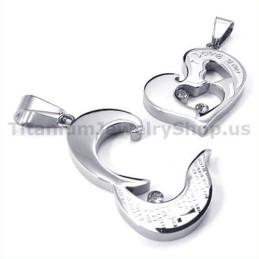 Pendentifs Amoureux En Titane Avec Cœur Et Croix Et Chaînes Sans Diamants
