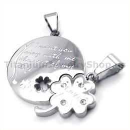 Pendentifs En Titane Pour Amoureux Avec Trèfle À Quatre Feuilles - Chaînes Gratuites