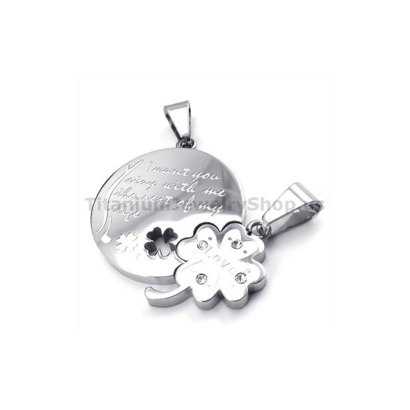 Pendentifs En Titane Pour Amoureux Avec Trèfle À Quatre Feuilles - Chaînes Gratuites Pendentifs En Titane Pour Amoureux Avec Trèfle À Quatre Feuilles - Chaînes Gratuites