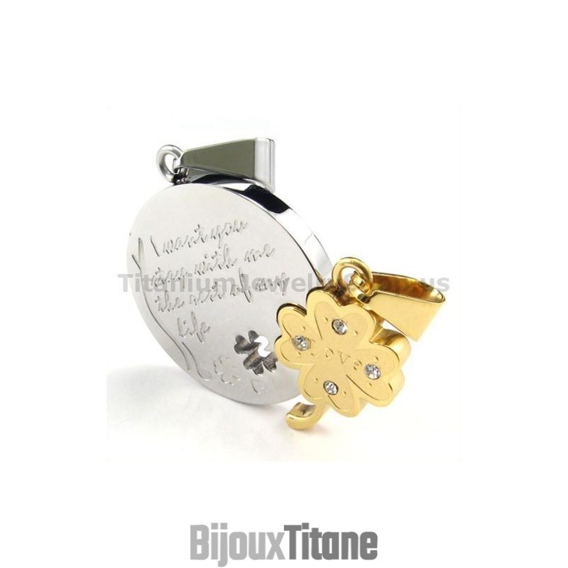 Pendentifs En Titane Gloden À Quatre Feuilles Pour Amoureux - Chaînes Gratuites