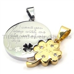 Pendentifs En Titane Gloden À Quatre Feuilles Pour Amoureux - Chaînes Gratuites