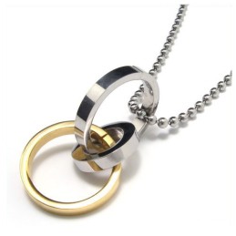Collier Pendentif Trois Anneaux En Titane Pur Pour Homme (Neuf)