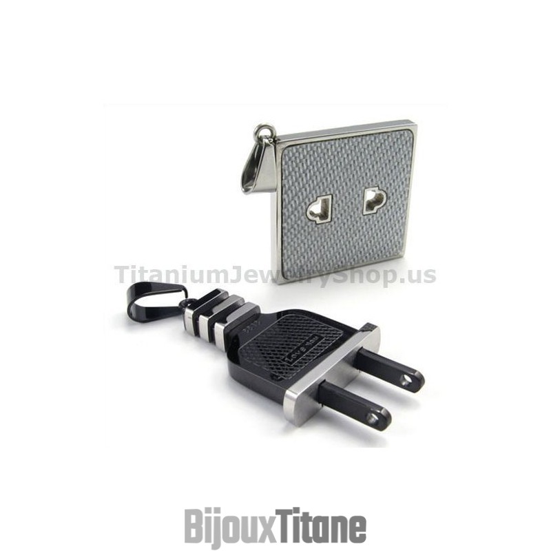 Pendentifs En Titane Pour Amoureux, Avec Prises Et Fiches, Sans Chaînes Pendentifs En Titane Pour Amoureux, Avec Prises Et Fiches, Sans Chaînes