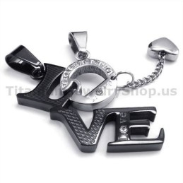 Pendentifs Love Black Titanium Lovers Avec Chaînes Sans Diamants