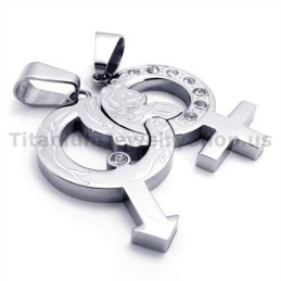 Pendentifs En Titane Pour Amoureux Avec Chaînes Sans Diamants