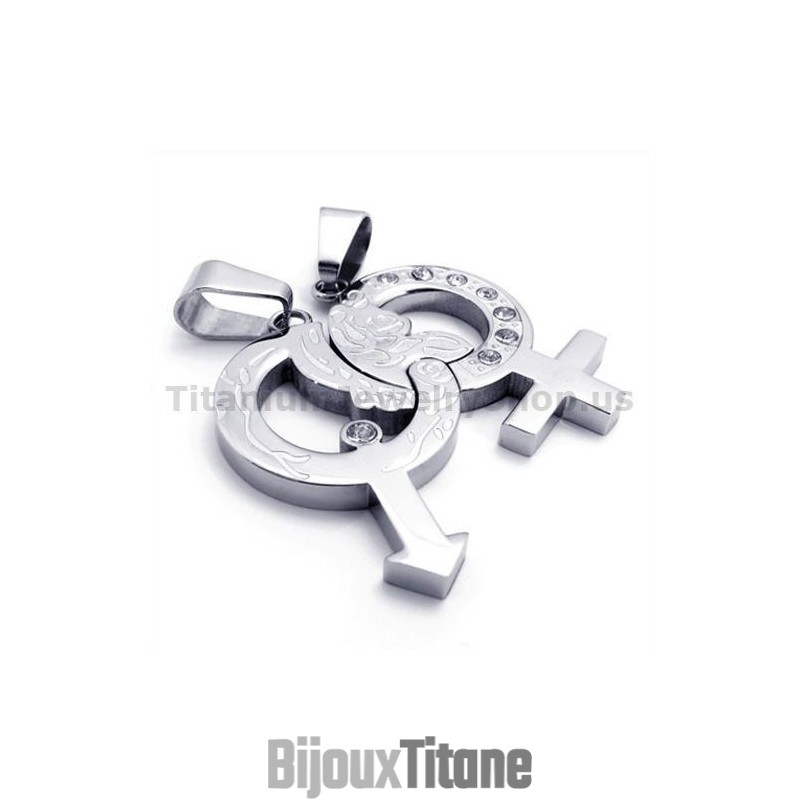 Pendentifs En Titane Pour Amoureux Avec Chaînes Sans Diamants