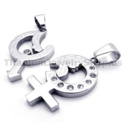 Pendentifs En Titane Pour Amoureux Avec Chaînes Sans Diamants