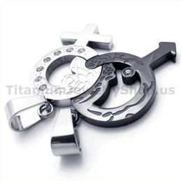 Pendentifs Amoureux En Titane Noir Avec Chaînes Sans Diamants