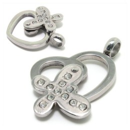 Collier Pendentif En Titane Et Diamant En Forme De Cœur, Cadeau Tendance