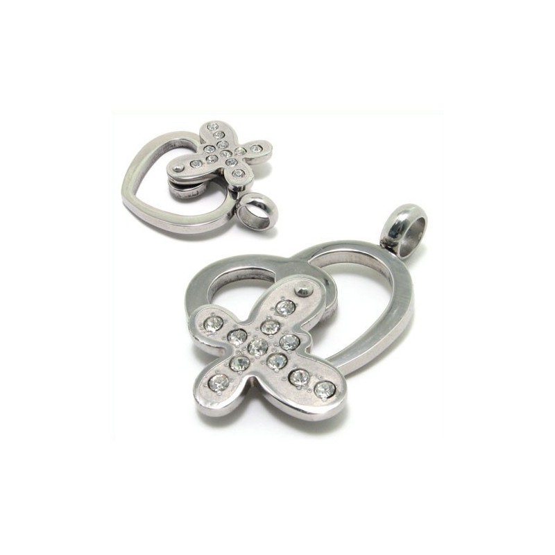 Collier Pendentif En Titane Et Diamant En Forme De Cœur, Cadeau Tendance Collier Pendentif En Titane Et Diamant En Forme De Cœur, Cadeau Tendance