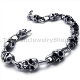 Bracelet Tête De Mort En Titane Pour Homme