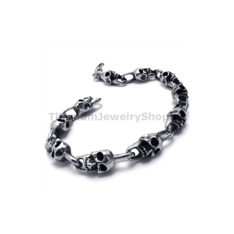 Bracelet Tête De Mort En Titane Pour Homme