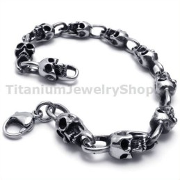 Bracelet Tête De Mort En Titane Pour Homme