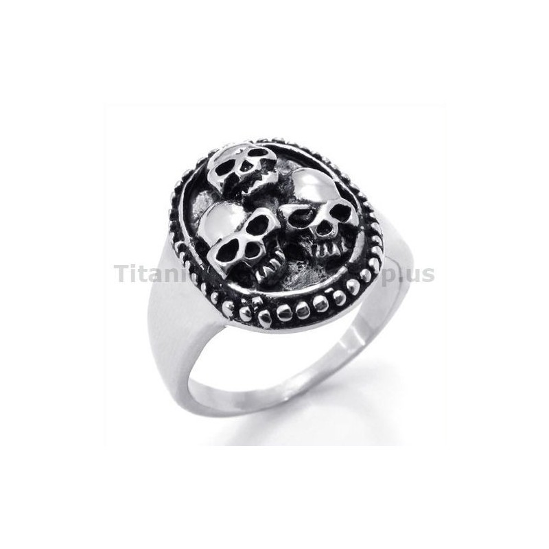 Bague En Titane À Trois Crânes