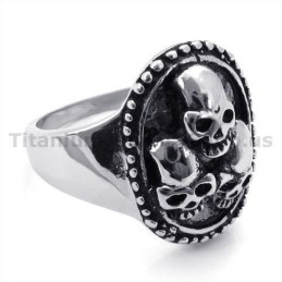 Bague En Titane À Trois Crânes