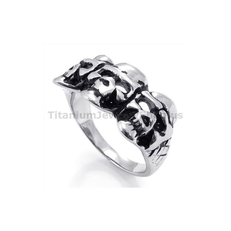 Bague En Titane À Trois Crânes