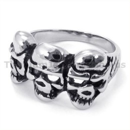 Bague En Titane À Trois Crânes
