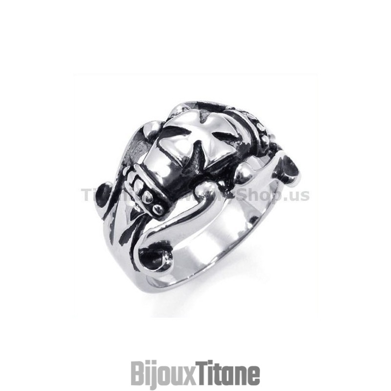 Bague En Titane Avec Croix