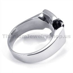 Bague En Titane Avec Tête De Mort Croisée