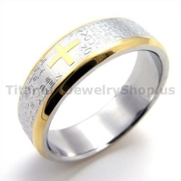 Bague En Titane Avec Croix