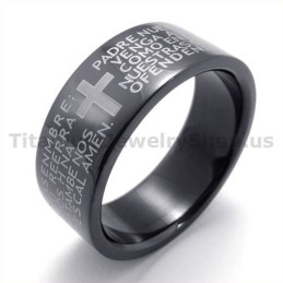 Bague En Titane Noir Avec Croix