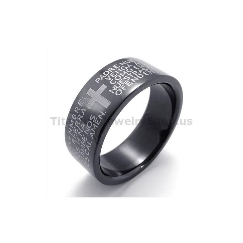 Bague En Titane Noir Avec Croix Bague En Titane Noir Avec Croix