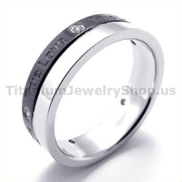 Bague True Love En Titane Noir Avec Diamant