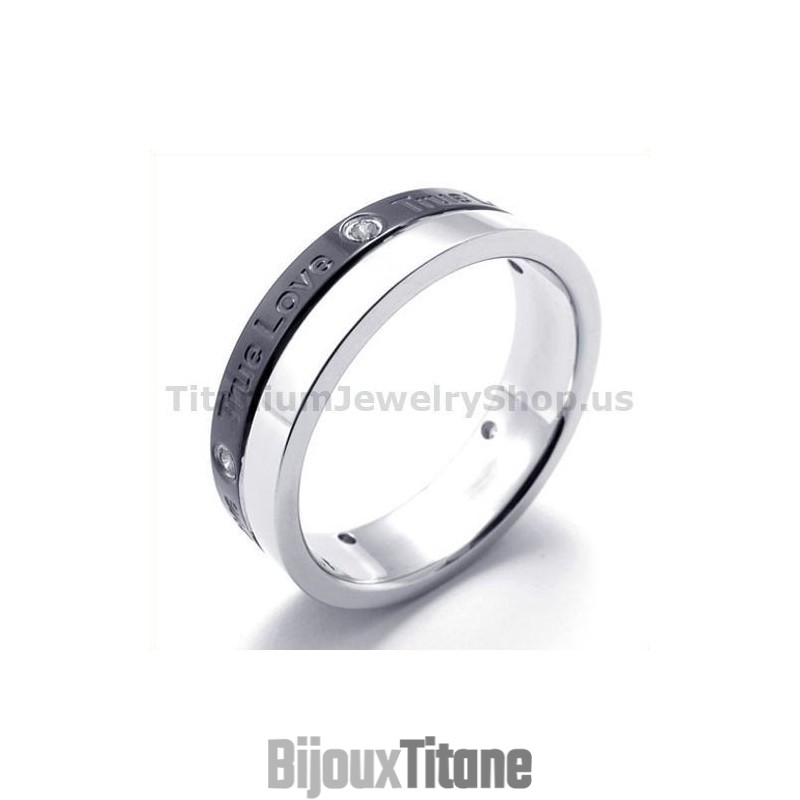 Bague True Love En Titane Noir Avec Diamant Bague True Love En Titane Noir Avec Diamant