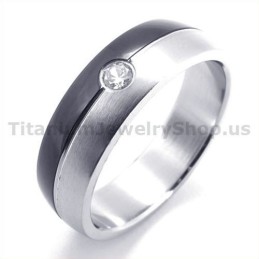 Bague En Titane Noir Avec Diamant