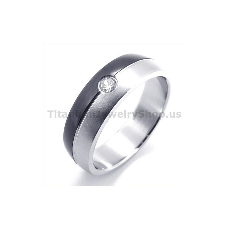 Bague En Titane Noir Avec Diamant Bague En Titane Noir Avec Diamant