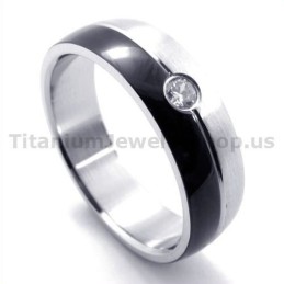 Bague En Titane Noir Avec Diamant