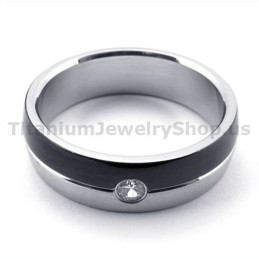Bague En Titane Noir Avec Diamant