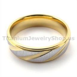 Bague En Titane Doré Avec Diamant