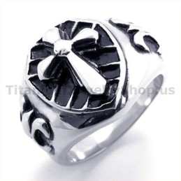 Bague En Titane Avec Croix