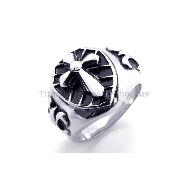 Bague En Titane Avec Croix