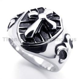 Bague En Titane Avec Croix